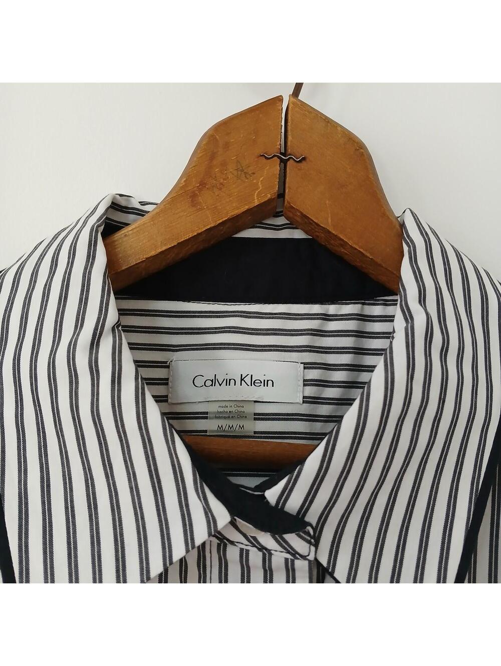 Calvin Klein Sleeveless Button Front Stripe Shirt Women Medium Cotton - Picture 2 of 7